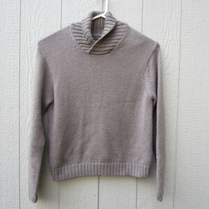 Banana Republic Knit Sweater Men's XL Shawl Collar Beige 100% Wool Heavy Grandpa